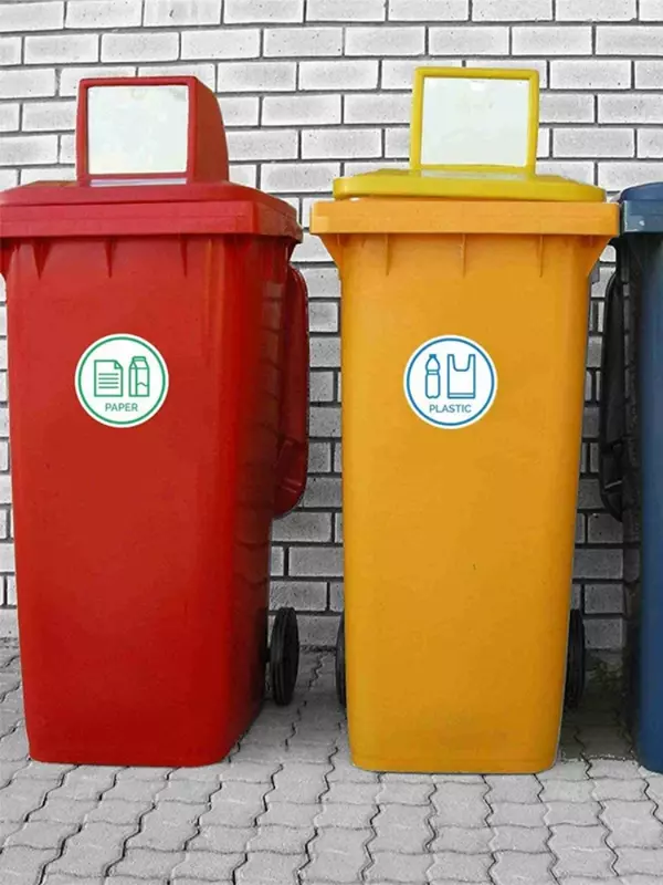 OFK-Decoración de letreros de vidrio, papel y plástico, pegatinas y accesorios, etiqueta de reciclaje adhesiva de pvc Calcomanía orgánica para cubo de basura