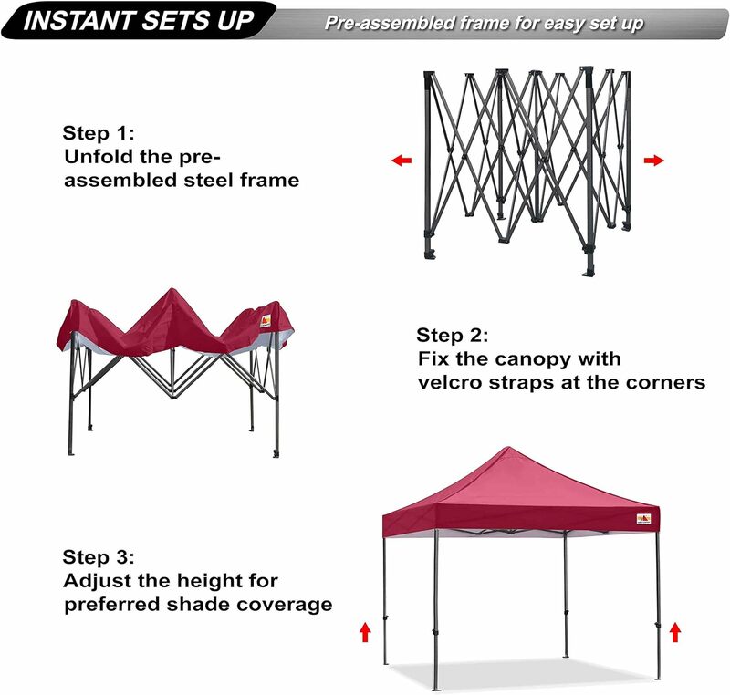 Patio Pop Up Canopy Tent 10x10 Commercial-Series (Burgundy)