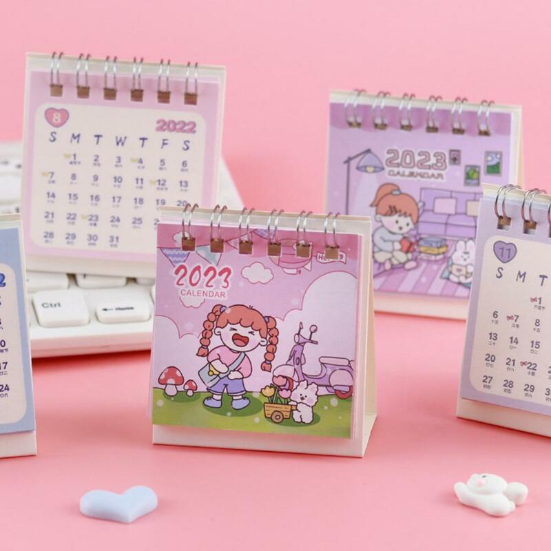 Practical Wide Application Cartoon Girl Print Smooth Page Turning 2023 Desk Calendar School Supplies
