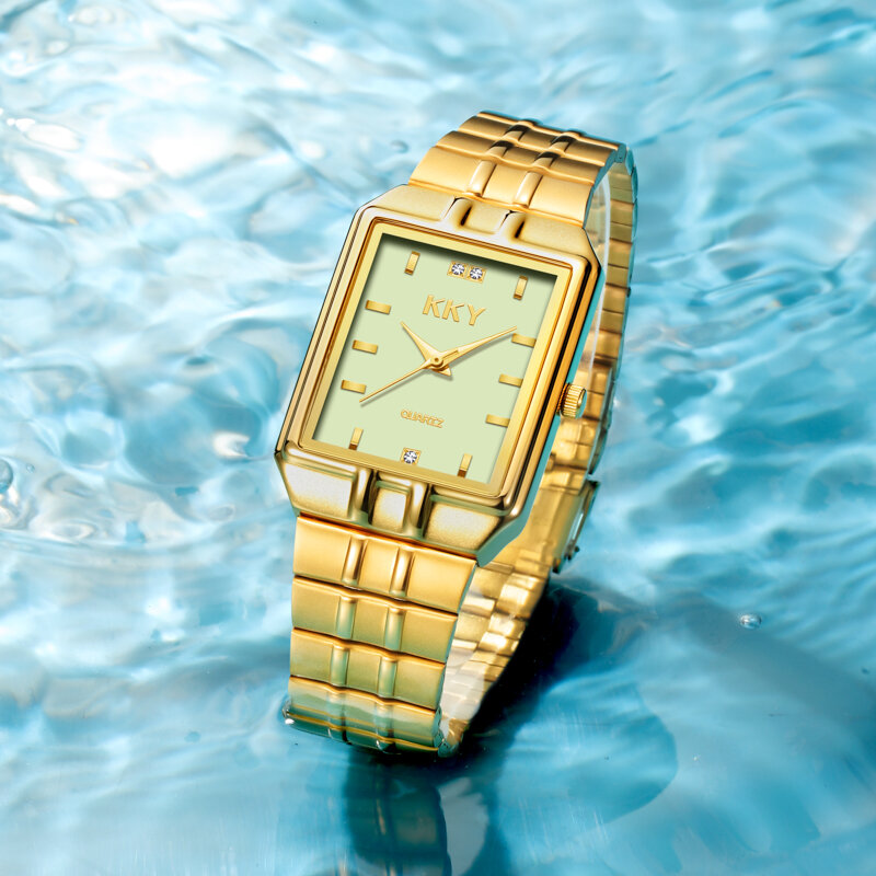 Zegarek kwarcowy męski i damski KKY Fashion Prostokąt zegarek dla pary wyjątkowy zegarek