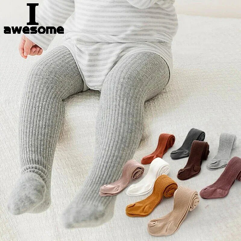 Meias de algodão macio para criança recém-nascida, meia-calça grossa, roupas quentes, cor sólida, menino e menina, inverno e outono