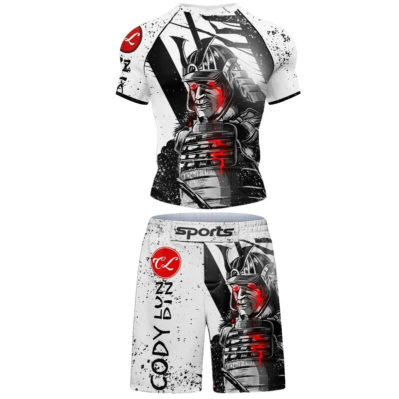 Cody Lundin Men Training Set Digital Printed Combat suit Rashguard jiu jitsut High Quality Gym Fitness sets Men's sportswear