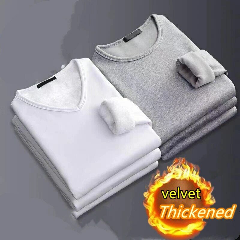 2 pezzi intimo termico invernale camicia uomo Micro Velve Fleece Sport top addensato abbigliamento termico confortevole caldo a maniche lunghe