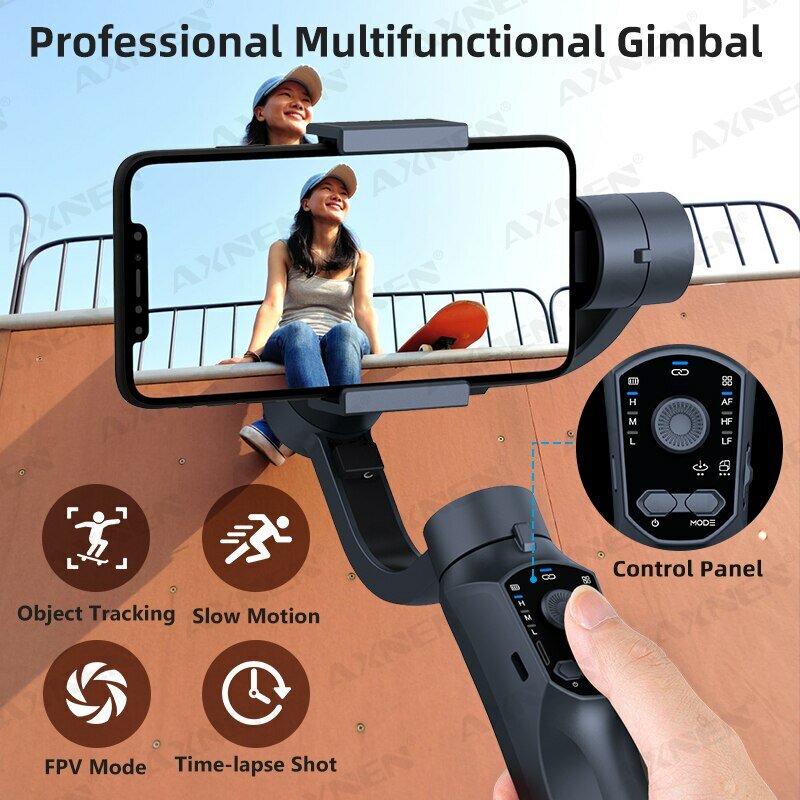 Handheld Gimbal Smartphone Estabilizador, F10, 3-Axis Celular Selfie Stick para Android, iPhone, Telefone, Vlog, Gravação de Vídeo Anti-Shake