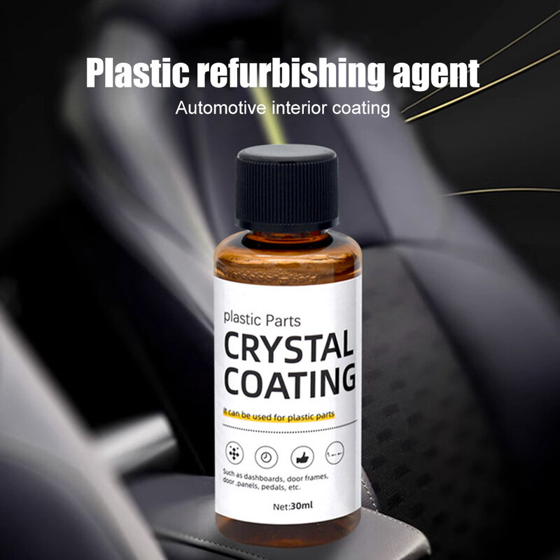 Crystal Coating Remodelar Agente com Esponja, Restaurador de peças de plástico para carro, Fácil de usar, duradouro, 30ml