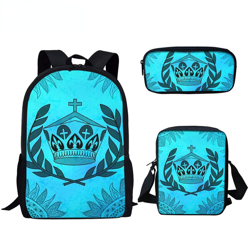 Popular Trendy Fashion Blue Tribal 3D Print 3pcs/Set pupil School Bags Laptop Daypack Backpack Inclined shoulder bag Pencil Case
