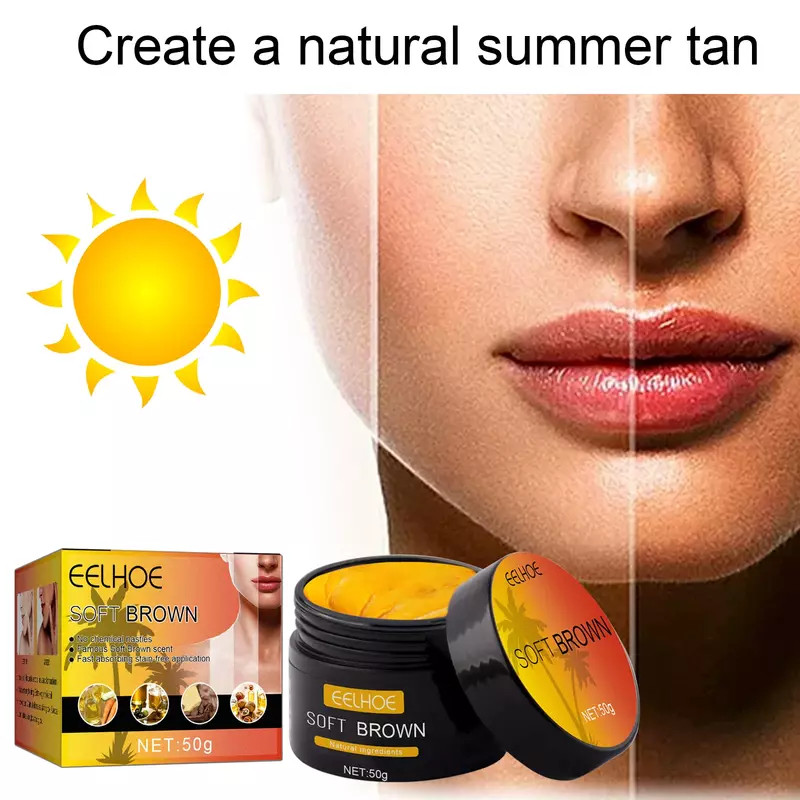 EELHOE-crema bronceadora de larga duración para cara y cuerpo, bronceador para la piel, bronceado, protege la radiación, nutritiva, loción Natural autobronceadora