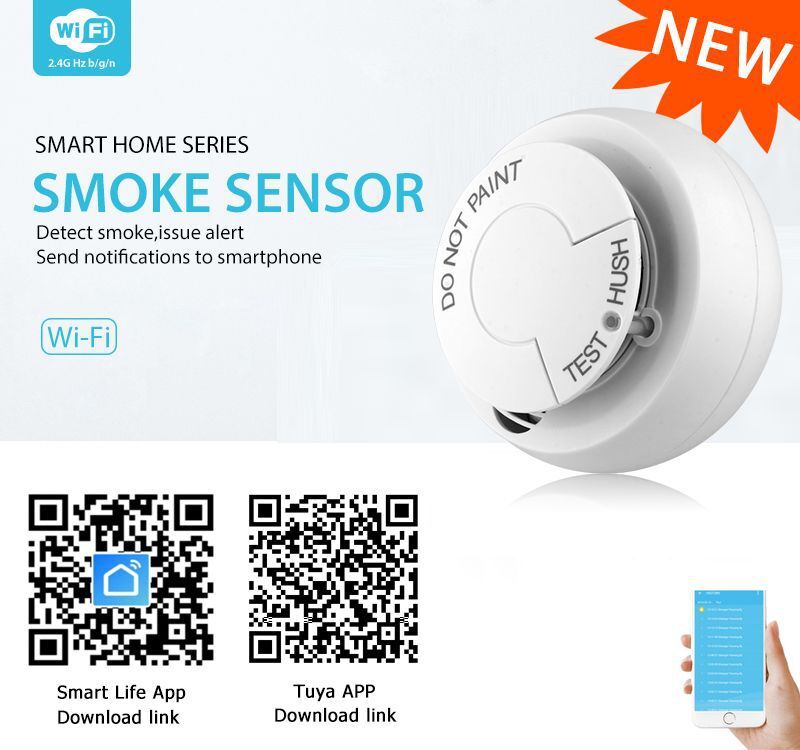 Tuya умный WIFI детектор дыма приложение уведомление датчик дыма газа Система пожарной сигнализации для домашней безопасности