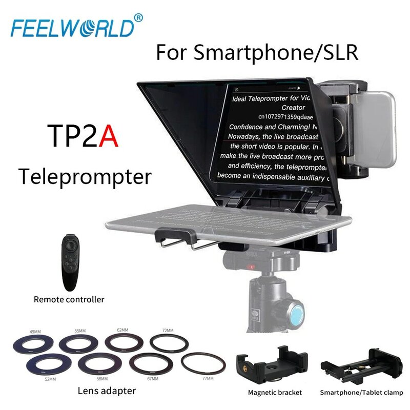 Feel world TP2 المحمولة 8 بوصة الهاتف يدعم ما يصل إلى 8 "الهاتف الذكي/DSLR اطلاق النار مع بلوتوث التحكم عدسة محول خواتم