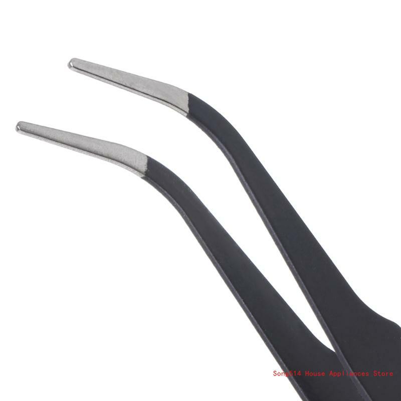 2 pezzi strumenti per unghie in acciaio inossidabile pinzette per estensione ciglia pinze clip a punta 95AC