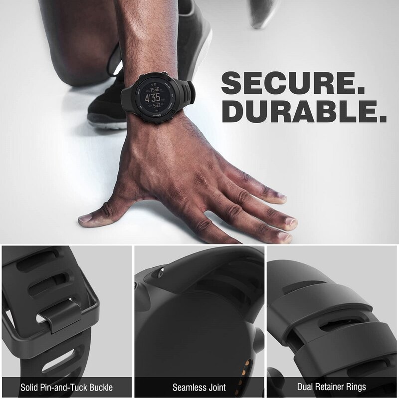 YAYUU Bracelet de montre pour Suunto Ambit 1/Ambit 2 2R 2S/Ambit 3, Bracelet de remplacement en silicone pour Suunto Ambit 3 Sport/3 Run/3 Peak