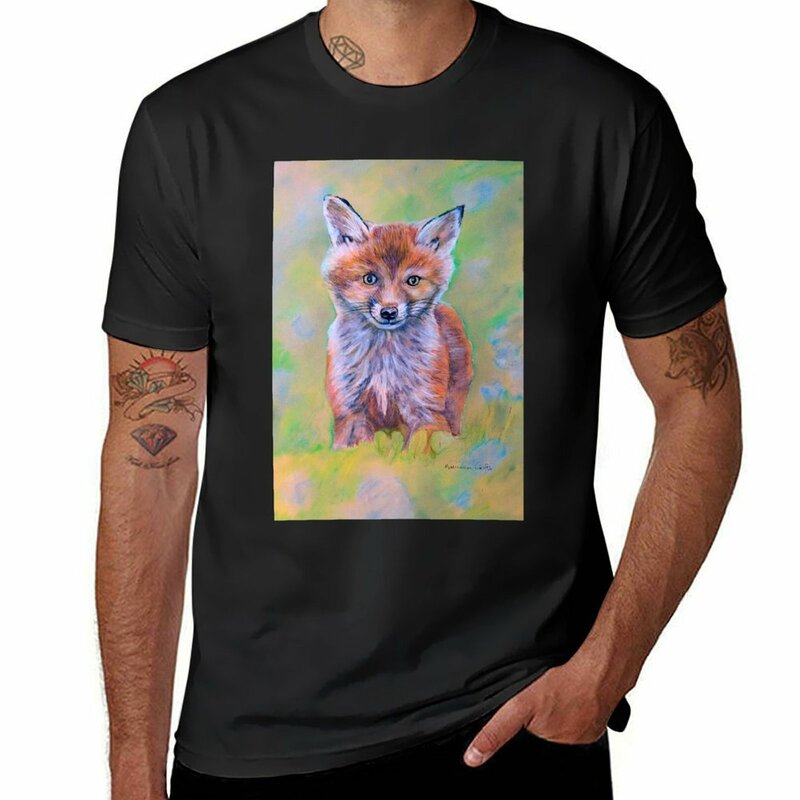 Fox cub T-shirt hippie clothes customizeds sweat men workout shirt