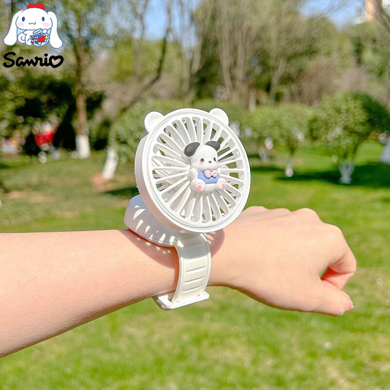 Sanrio-ventilador de reloj de pulsera Cinnamoroll My Melody para niños, Mini ventilador portátil recargable con Usb, Pochacco, figuras de Anime