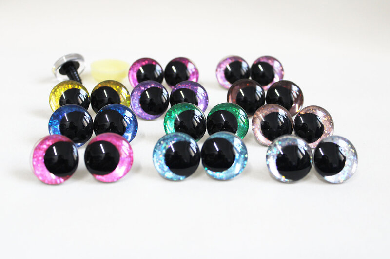 10 par nowa lalka oczu 3D komiczne okrągły brokat zabawki oczy z OPTION-B11 koloru pralki