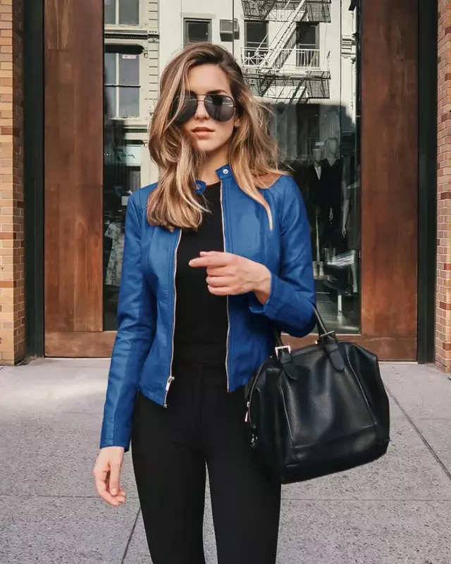 Faux Leather Women PU Small Suits New Zipper Moto Solid Fashion Jacket Female New Casual Street Slim Elegant Short Cloth