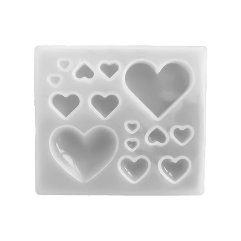 E0BF Heart Resin Mold Silicone,DIY Hairpin Jewelry Casting Mold Keychain Pendant Mold