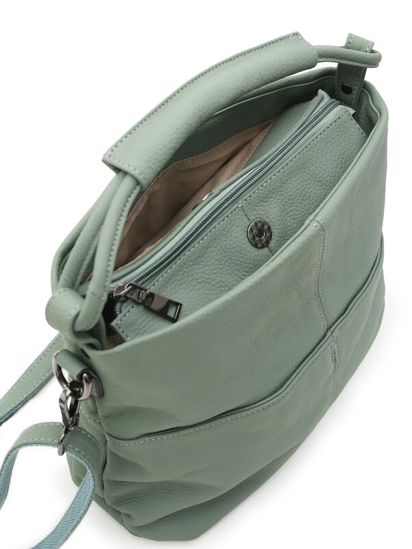 SC Fashion Daily Women Genuine Leather Shoulder Bags Casual Versatile Top-handle Bucket Multi Pockets Cross Body Handbags Purses
