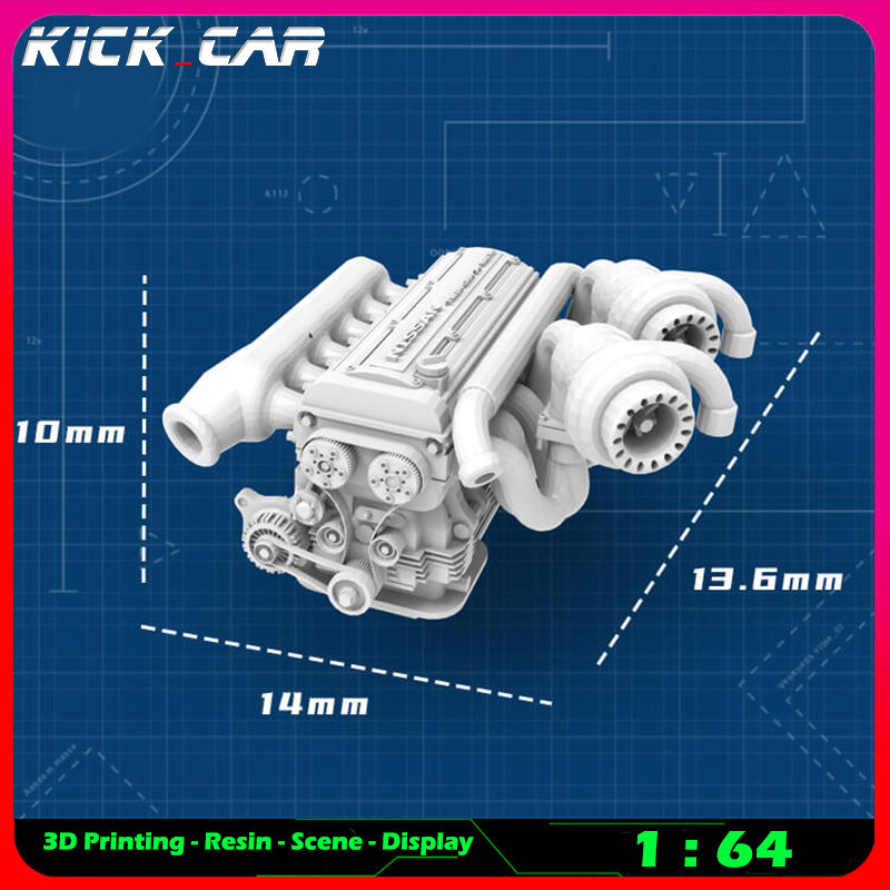 Kickcar 1/64 pojazd silnik Model samochodu Diorama Uncolored żywica garaż scena naprawa narzędzia dekoracja symulacja scena zabawka