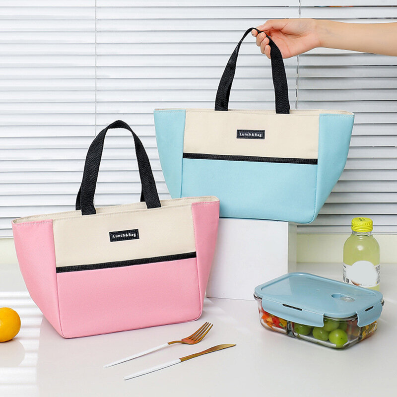 Insulated Bento Lunch Box Thermal Bag Food Zipper Storage Bags Container For Women Cooler Travel Picnic Handbags