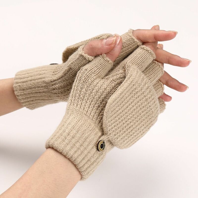 1 Paar freiliegende Finger wind dichte einfarbige warme Handschuhe Halb finger handschuhe Strick handschuh Touchscreen-Handschuhe