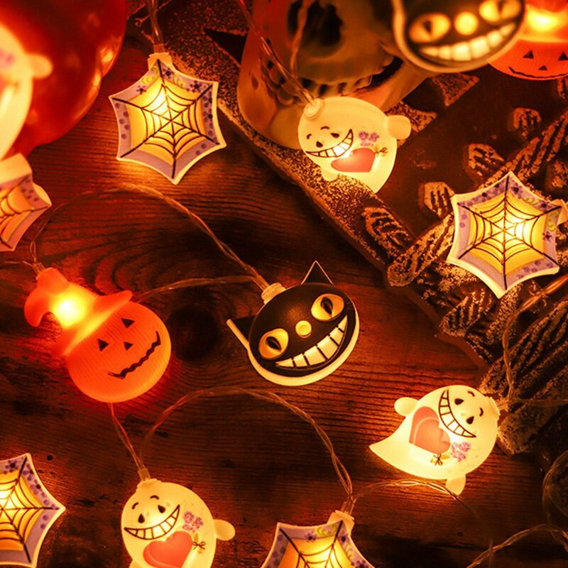 Lampu tali LED dekorasi gantung luar ruangan lampu tali Halloween pengaturan adegan dekorasi gantung