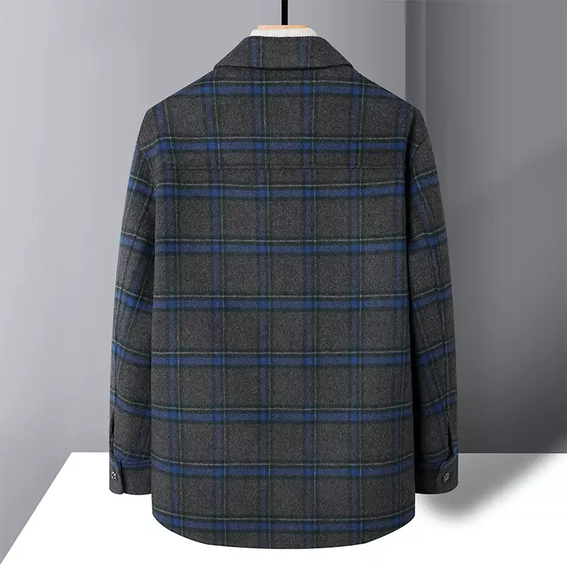 Casaco de caxemira de lã curto masculino, jaqueta antiestação, dupla face, alta qualidade, outono e inverno, 2023