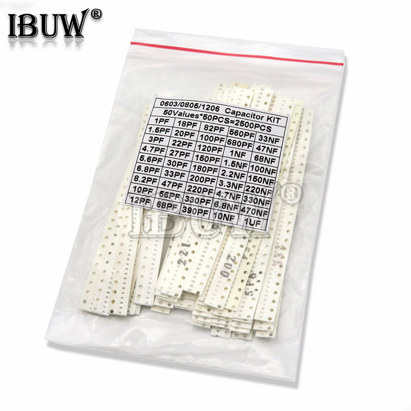Kit de condensadores igmopnrq, surtido de ibuw 1PF ~ 1UF, 16/36/50 valores, 320, piezas, 720, piezas, 2500, 0603, 0805, 1206 SMD, 1 paquete
