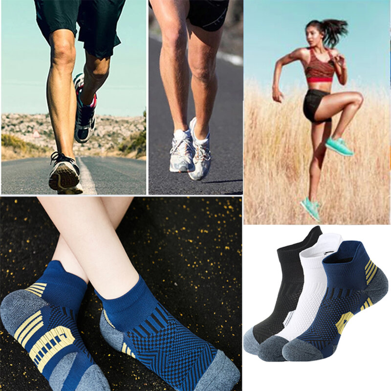 Профессиональные спортивные носки для фитнеса, 3 пары, нескользящие носки для бега, короткие быстросохнущие баскетбольные женские и мужские