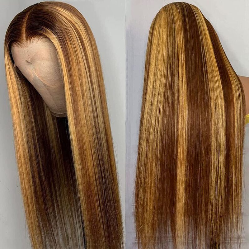 Highlight Ombre gerade Menschenhaar Spitze Front Perücke Ombre Körper Welle HD transparente Spitze Front Perücke Menschenhaar mit Babyhaar