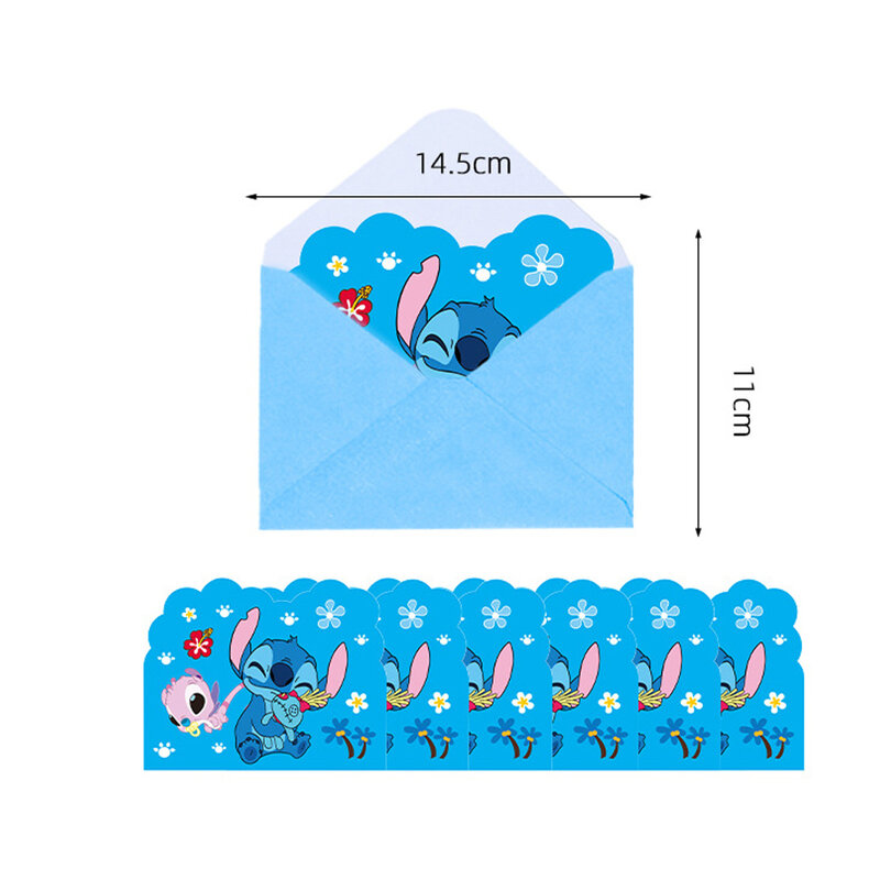 10pcs/pack Stitch Theme Baby Shower Party Invitation Cards Decoration Kids Boys Favors Birthday Party Events Supplies