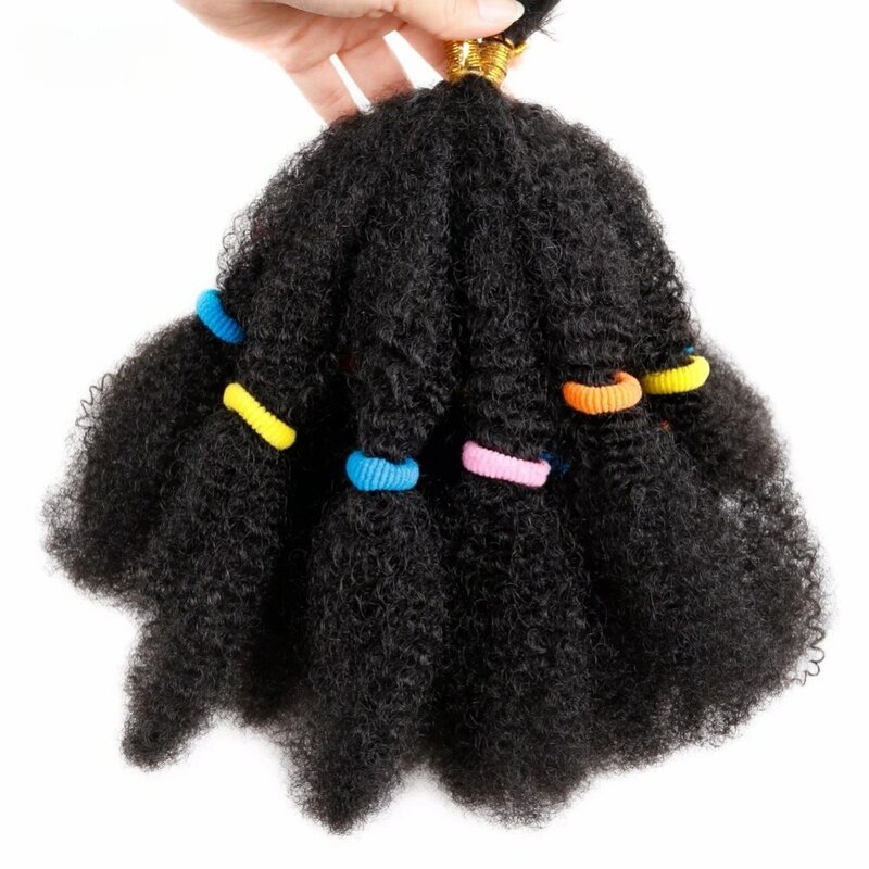 Trenzas de pelo Afro rizado a granel, extensiones de cabello sintético corto de ganchillo de 12 "para mujeres africanas americanas