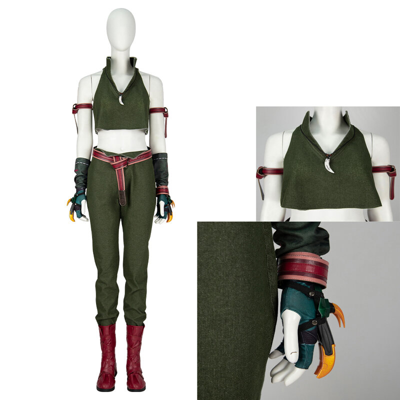 Final Fantasy FF VII Tifa Cosplay Set Lockhart Cosplay Women's Combat Uniform Sexy Pants Halloween Costume