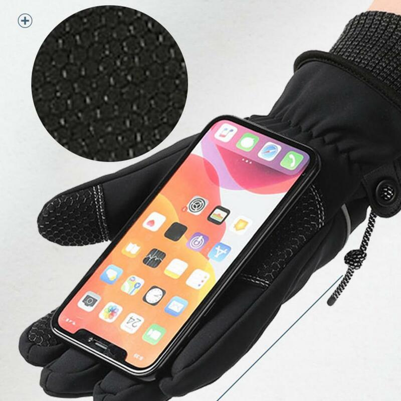 Gants thermiques coupe-vent avec doublure en peluche résistante à l'eau, gants à écran tactile, conception de cyclisme d'hiver