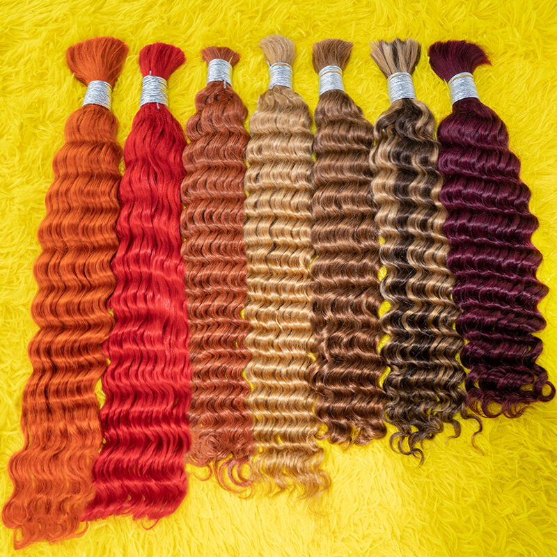 編み込み用の深さの波ヘア,自然な人間の髪の毛,織り,未処理,100% なし