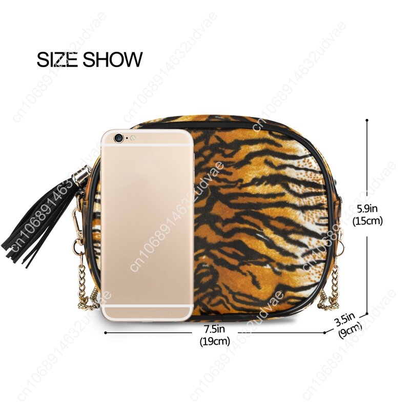 Female Winter Soft PU Designer Handbag Tiger Skin Print Chain Shoulder Messenger Crossbody Bags For Luxury Women Bolsa Feminina