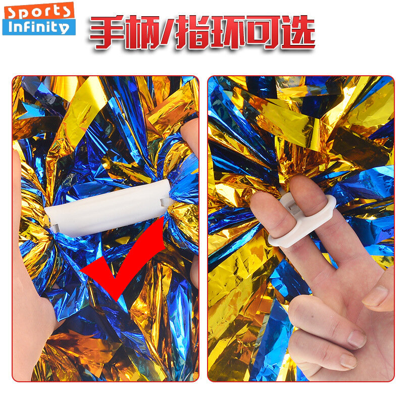 Colorful Handle Cheerleading Pom Poms Big Cheer Balls Silver Red Yellow Blue Hand Dance Pompoms Accessories for Women Girl Kids