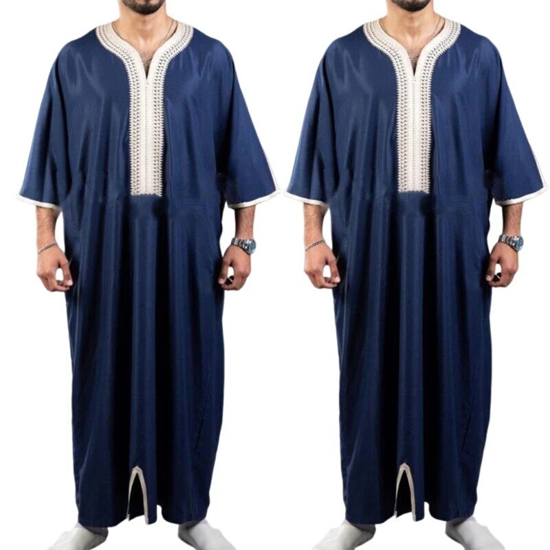 Средний Восток Jubba Thobe для мужчин, мужской Саудовский Арабский кафтан, исламский кафтан, халат, Арабская одежда, традиционная мусульманская одежда 41QC