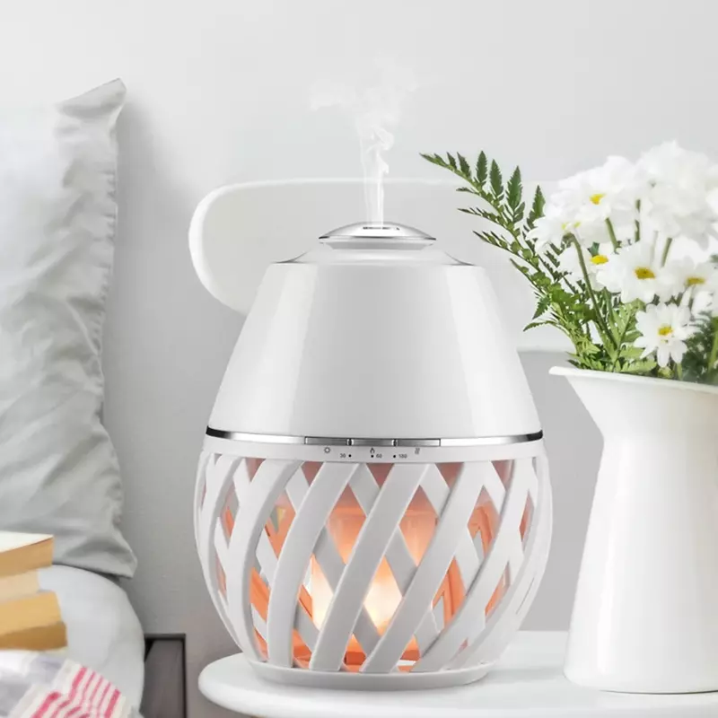 Flame Diffuser Humidifier Atomizer Nano Spray Desk Top Aromatic Oil Aroma Machine Remote Control Bluetooth 7LED Lights for Home