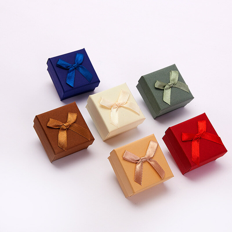 Caixa de joias fita bowknot organizador de presentes de alta qualidade caixa de embalagem de papel para colar, brincos, pulseira, anel pingente 1pc