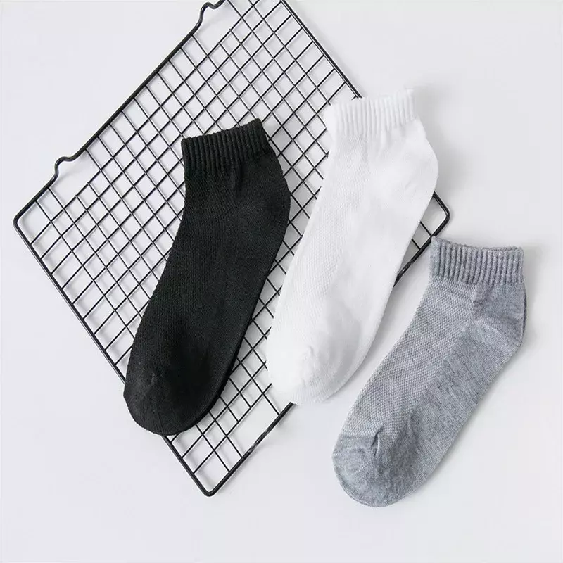 20Pcs=10Pair Breathable Men's Socks Short Ankle Socks Men Solid Mesh High Quality Male Boat Socks HOT SALE 2024 Hot