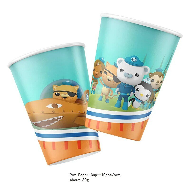 The Octonauts Theme Cutlery Kids Party Decoration Birthday Party Baby Bath Cup Plate Spiral Napkin Party Supplies Dinner sets