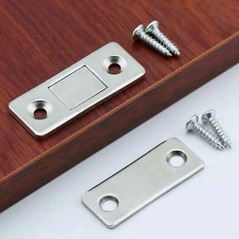 Fechaduras de porta do armário de sucção magnética, sem furos, ímã invisível, forte atrator, 42*32mm, 4 conjuntos