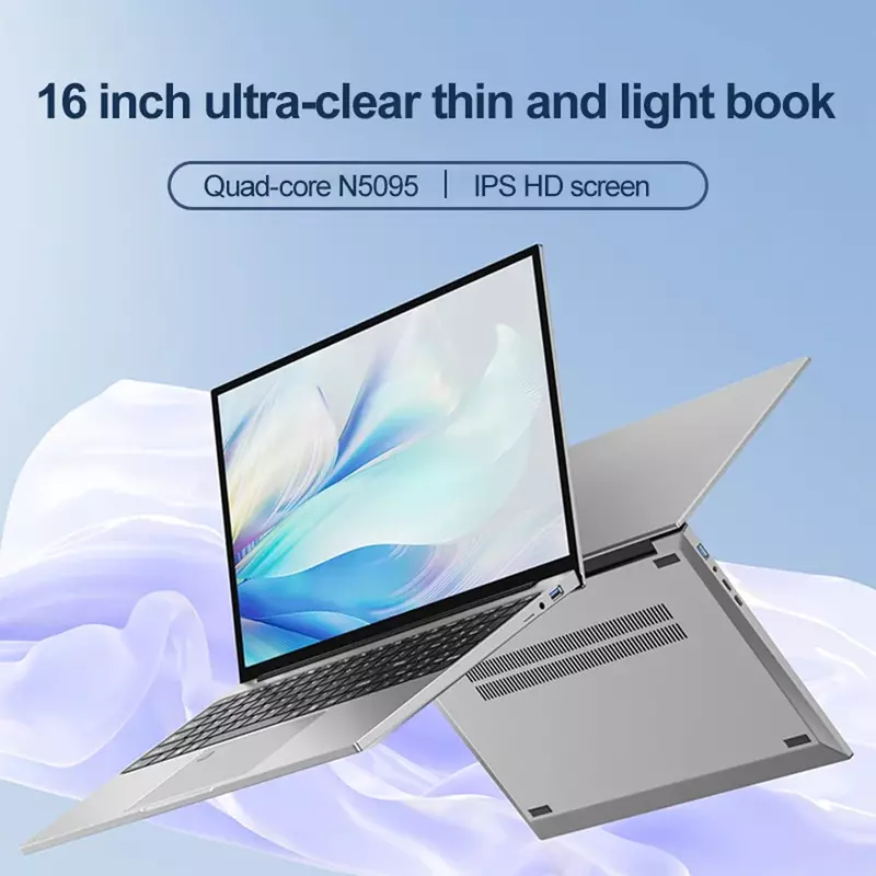 Teclado e Mouse para Notebook Desbloqueio de Impressão Digital, Novo, Sistema Intel Windows 11, 16 "2K HD Screen, 16 GB RAM, 2TB SSD, N5095, 0.3S