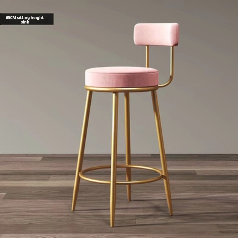 Nordic bar chairs Modern Iron art high stools kitchen backrest bar stools Cafe velvet chair counter Work stools Home furniture