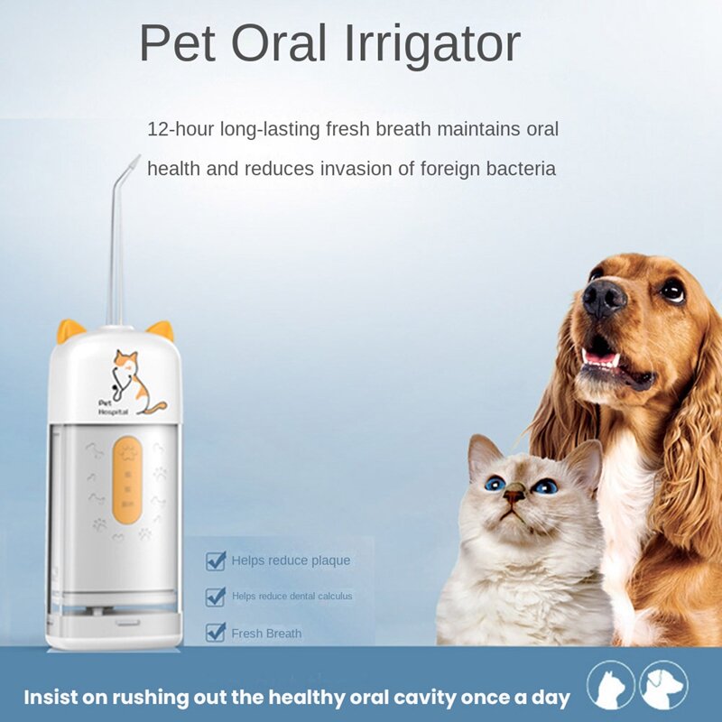 Irigator khusus hewan peliharaan, irigator gigi khusus untuk hewan peliharaan, anjing, kucing, bau mulut, Tartar, dan kuning