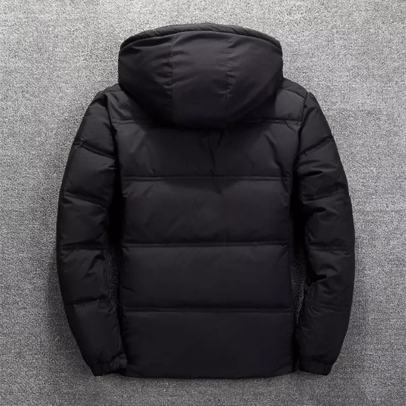 Winter New Men Down Jacket Slim Thick Warm Solid Color Hooded Coats Fashion Casual Down Male Jackets