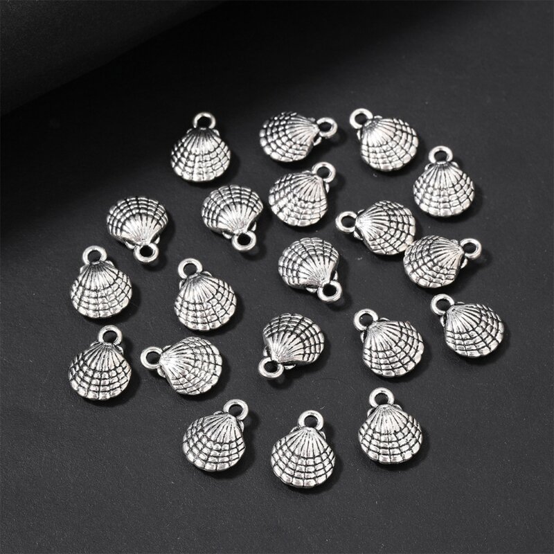 20 قطعة سحر قذيفة لصنع المجوهرات سبائك الفضة شل قلادة DIY القرط