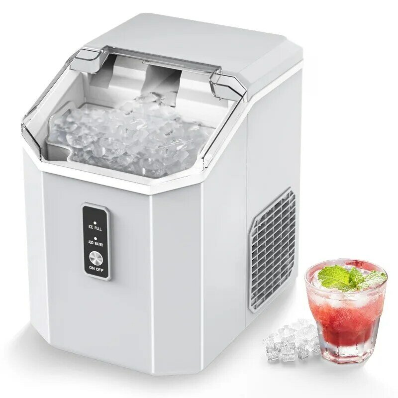 Nugget Ice Maker Countertop, Crushed Chewable Ice Maker, Self Cleaning Ice Makers with One-Click Operation, 34Lbs/24H