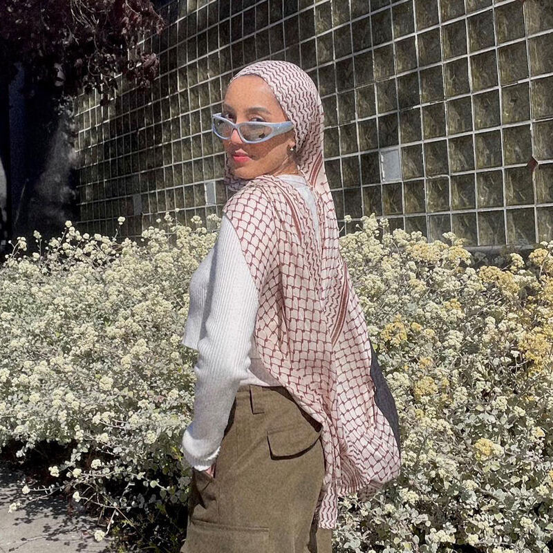 Bufanda con estampado de Keffiyeh para mujer musulmana, chal largo de gasa, Hijab de alta calidad, para compras en línea, 185x70cm