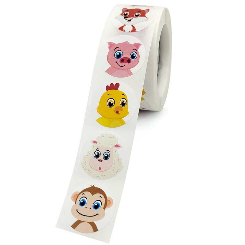 100-500pc Adesivos para Crianças Crianças Rolando Animal Rolo Adesivos Small Cute Toy Game Sticker DIY Gift Sealing Label Decoração
